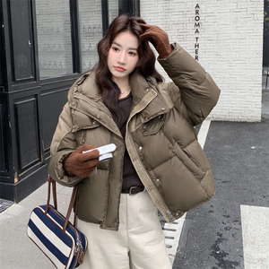 2025年冬季女保暖常规连帽不可拆中古休闲风90白鸭绒羽绒服图片