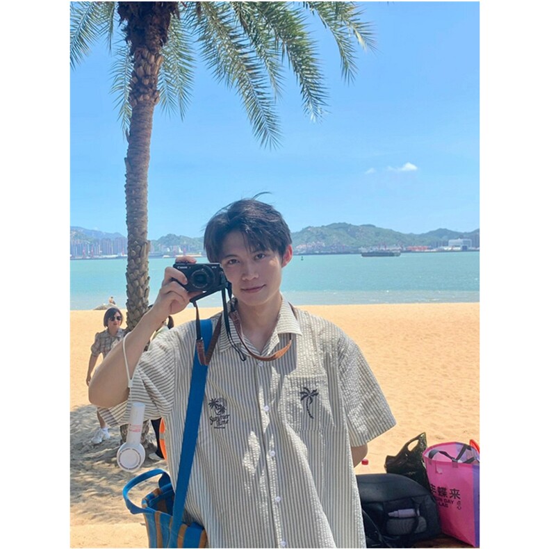 椰树刺绣古巴领条纹短袖衬衫男夏翻领宽松休闲C336,男装衬衫,星座1116A（原606A-3）