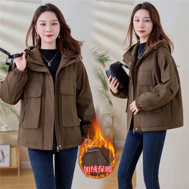 现货！现货！加绒加厚派克服2025冬季女装新款宽松休闲连帽棉服,女装棉衣/棉服,以桐