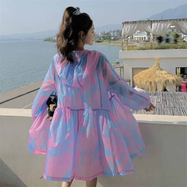 防晒衣女款夏季2025新款印花薄款透气旅游防晒披肩罩衫防晒服外套，女装防晒衣，帛香坊