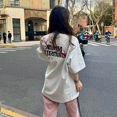 万针全刺绣工艺抖音得物高品质260克重磅纯棉双纱美式高街短袖T恤，男装T恤，电商A486
