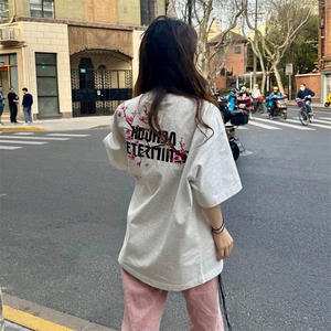 万针全刺绣工艺抖音得物高品质260克重磅纯棉双纱美式高街短袖T恤图片