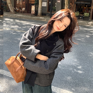大围巾加棉加厚小香风外套2C317A-8829-P155-K218图片