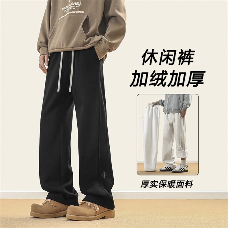加绒加厚休闲运动裤潮牌宽松直筒百搭舒适长裤X1692加绒特批49图片