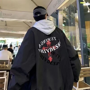 美式字母印花飞行员夹克男2025春夏季高街宽松休闲棒球服外套图片