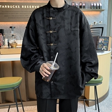 秋款男立领衬衫风衬衣蝴蝶刺绣唐山装外套CS4528P55，男装衬衫，星座1013-1
