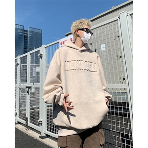 WY141-特P50控78 400克抖音品 秋季重磅麂皮钢印连帽卫衣外套图片