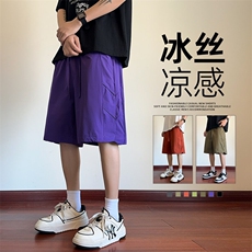 抖音品质冰丝短裤男款夏季2025新款潮牌裤A146-GY253特p30量大优，男装牛仔裤，HDA146