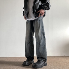 xz905-2-N8093#P55-（控88）美式高街宽松阔腿牛仔裤，男装牛仔裤，星座905-2