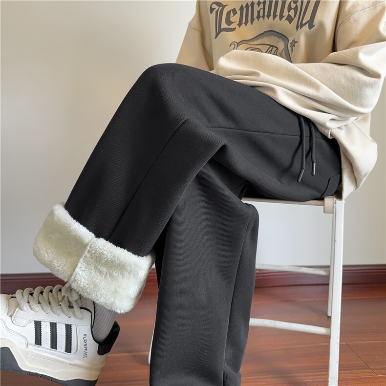 抖音品质冬季新款加厚羊羔绒宽松休闲卫裤B315-K858JR-特p40控78,男装休闲裤,电商B315