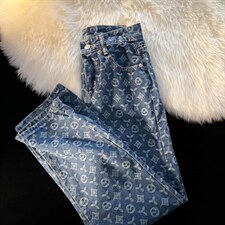 春夏高街印花牛仔裤男宽松直筒休闲腰花阔腿长裤NK328P40图片