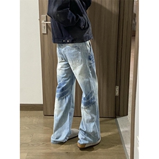 【有货】K7053CC-特P48浅蓝色闪电纹牛仔裤男女设计感直筒裤子，男装牛仔裤，星座1007（原301D）