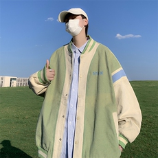 春秋季撞色灯芯绒外套男韩版宽松字母刺绣夹克棒球服W5914-P59，男装夹克，星座512-2