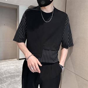 2025夏季新款男士T恤潮牌非主流男装上衣短袖社会小伙901-T34P58