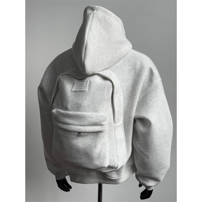 WE1953-P60带书包重磅连帽卫衣男女设计感外套，女装短外套，电商B323A