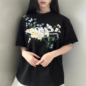 H0818-P35前后重工大刺绣休闲宽松短袖t恤男女同款图片