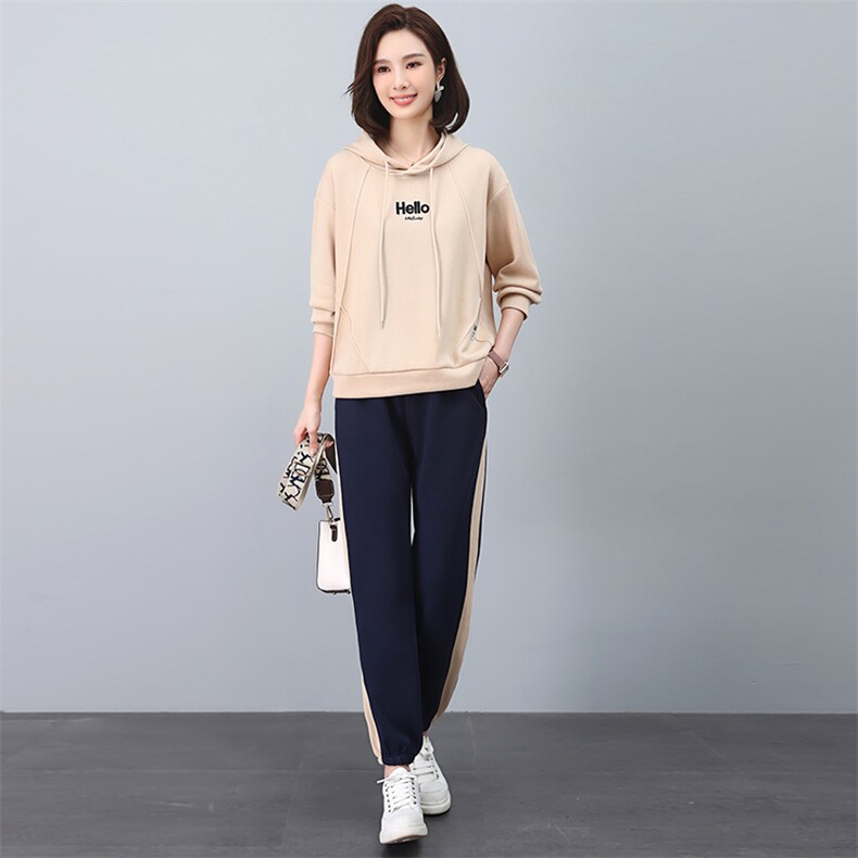 运动套装女春秋2024新款春装妈妈时尚洋气女士秋季宽松休闲两件套,女装套装/套裙,涵誉