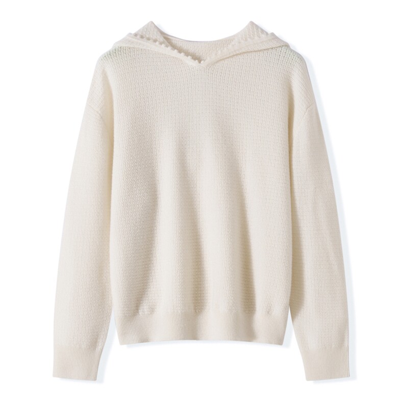 2025秋冬百搭时尚挑孔帽衫针织衫，女装羊绒衫，昭美纯山羊绒