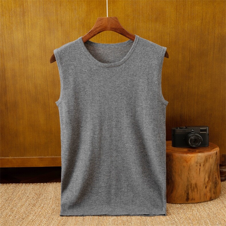 男士纯色圆领羊绒马甲羊绒保暖舒适时尚百搭，男装羊绒背心，米亚康羊绒