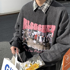 B266-T03-P6023春季新款水洗做旧宽松休闲情侣卫衣，男装卫衣，星座B257-1