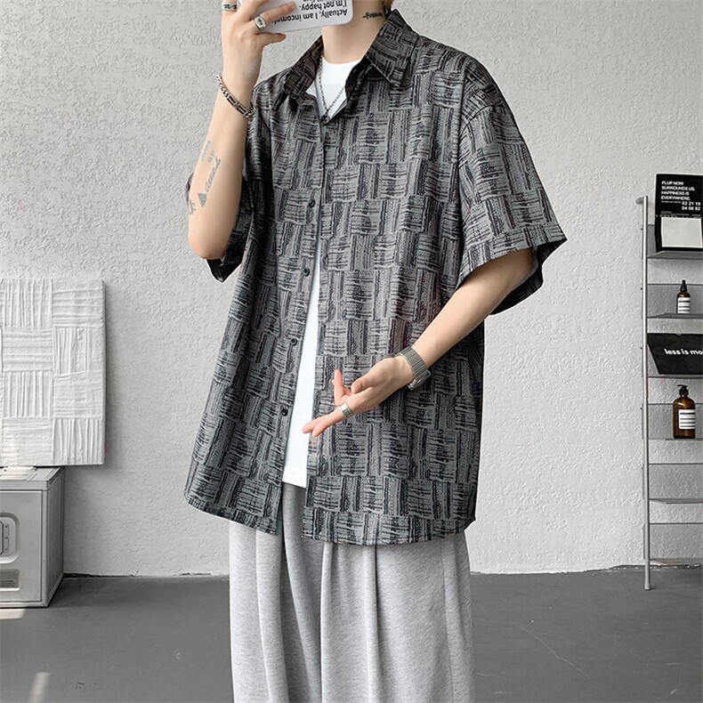 8XL-M花衬衫男款短袖夏季冰丝薄款花衬衣大码寸衫外套DC28013P38图片