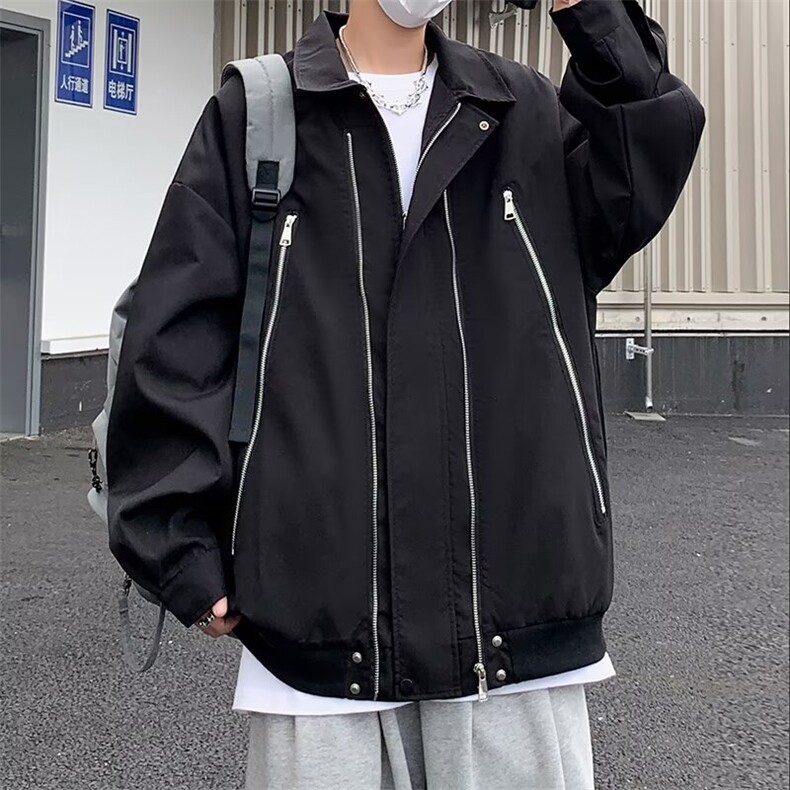 夹克男士韩版潮流拉链个性帅气百搭2024秋冬季ins外套W5871-P65，男装夹克，星座412-3