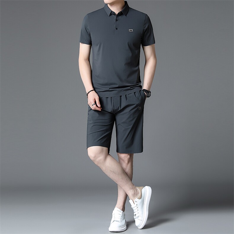 休闲宽松运动套装男士夏季薄款冰丝短袖短裤时尚百搭俩件套男潮,男装牛仔裤,电商B212（原钱塘6029）