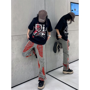 B221 新景秋装美式ins高街暗黑小众假破洞牛仔裤LK22039-P65控88图片