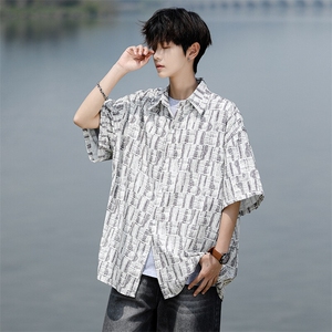 8XL-M花衬衫男款短袖夏季冰丝薄款花衬衣大码寸衫外套DC28013P38图片
