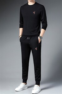 2023春秋季长袖t恤男潮流休闲运动男士套装中青年新款男装两件套图片