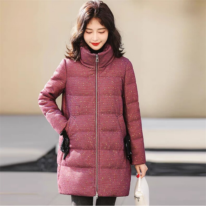 （现货）白鸭绒羽绒服女冬新款时尚洋气高级感红色显瘦外套小个子,女装羽绒服,韩蔻秀