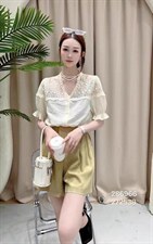 2022夏装新款百搭蕾丝拼接休闲小衫，其它，泰靡(1F)