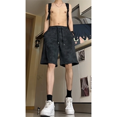 夏季巴黎脏脏短裤宽松扎染运动五分裤A463特P33控68，男装牛仔裤，电商A309