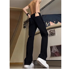 直筒垂感牛仔裤男款美式高街裤子高腰显瘦弯刀微喇裤A8010-P40，男装牛仔裤，星座208-5