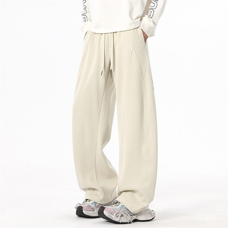 新款针织运动卫裤男直筒港风宽松美式弯刀裤潮牌休闲青少年长裤，男装休闲裤，星座1504（原917）