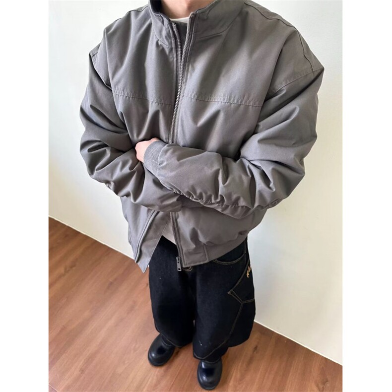 M9600-P75灰色飞行教练夹克棉服男款冬季立领美式短款棉衣外套图片