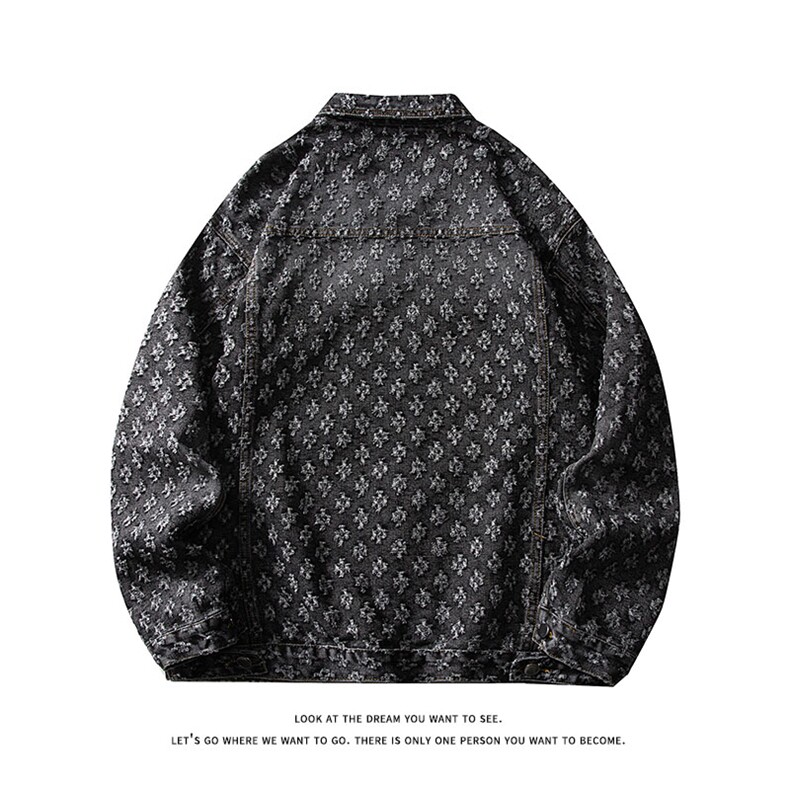 潮流做旧磨毛大码男女拼色牛仔外套夹克J8813-P65【特价】,男装工装外套,电商A007