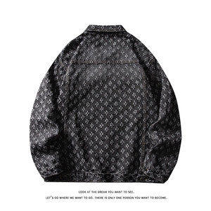 潮流做旧磨毛大码男女拼色牛仔外套夹克J8813-P65【特价】图片