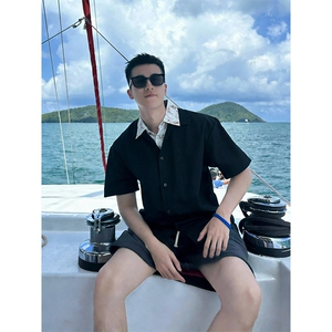 2026夏季新款拼接假两件冰丝短袖衬衫男CD6415-特P40建议零售价98图片