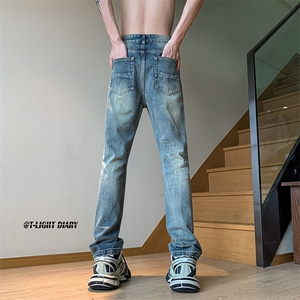 B221 美式ins高街小众五角星假破洞小脚牛仔裤 LK23027-P65 控88图片