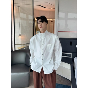 TURNTIDE 小众简约高质感金属设计立领衬衫 宽松百搭衬衣外套男图片
