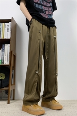 美式高街hiphop冰丝铆钉纽扣冰凉情侣百搭裤K611p55，男装休闲裤，电商D315A