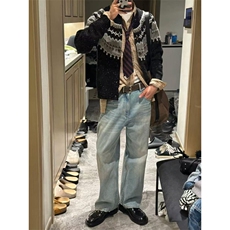 现货~秋冬情侣星空费尔岛开衫针织毛衣外套MY2583批68，男装针织衫/毛衣，星座1411A-6