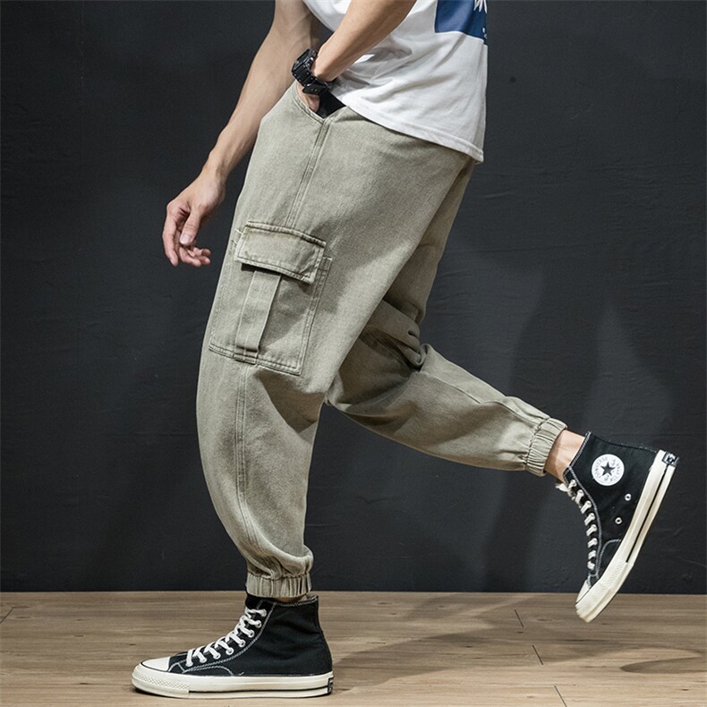 5063-862秋冬新款国潮刺绣多口袋全棉工装裤穿220斤加大，男装休闲裤，星座304A-1