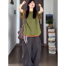 H1030-P38原版印花拼接美式复古休闲宽松短袖T恤，男装T恤，星座617A-2