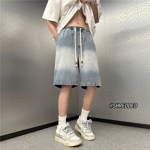 夏季新款2023渐变中裤休闲双色牛仔裤短裤B315-K23208-P45控58图片