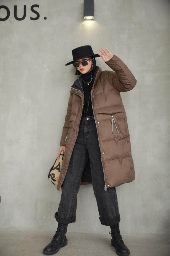 【现货】冬季新款拼色设计中长款羽绒服，女装羽绒服，得瑟空间