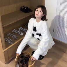 冬季卡通猫咪仿貂毛圆领毛衣男款美式复古宽松百搭情侣针织上衣潮，男装针织衫/毛衣，星座516A