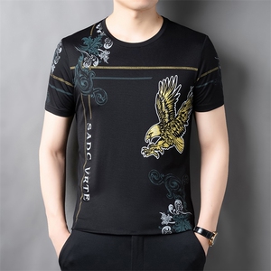 春夏季新款短袖商务休闲男士半袖T恤中年时尚百搭修身短袖T恤上衣图片