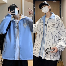 港风文艺纯色夹克男秋季宽松潮流连帽外套复古百搭上衣DJ36-P53，男装夹克，星座1109-3